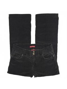 Y2K San Francisco Black Corduroy Bootcut Pants Silver Buttons Sz 11 Grunge